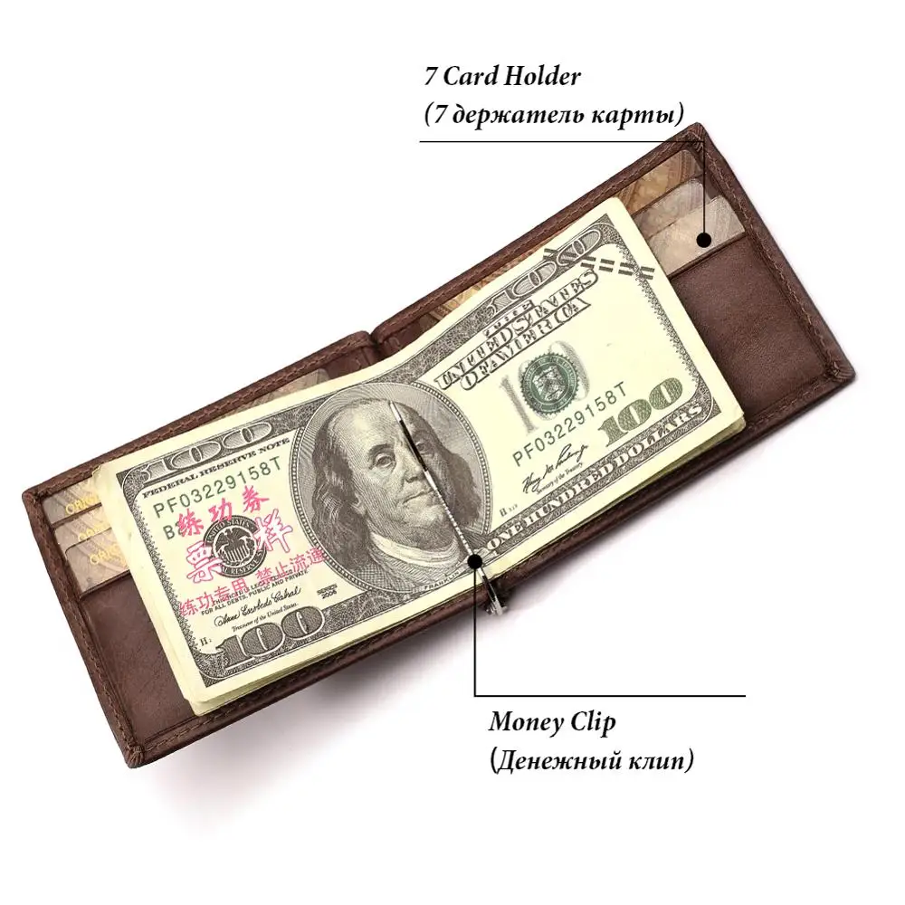 GZCZ натуральная кожа тонкий мужской кошелек для кредитных карт зажим денег