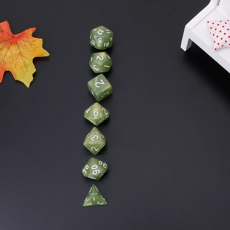 

7Pcs Flickering Polyhedral Dice For Dragon Pathfinder D20 D12 2xD10 D8 D6 D4