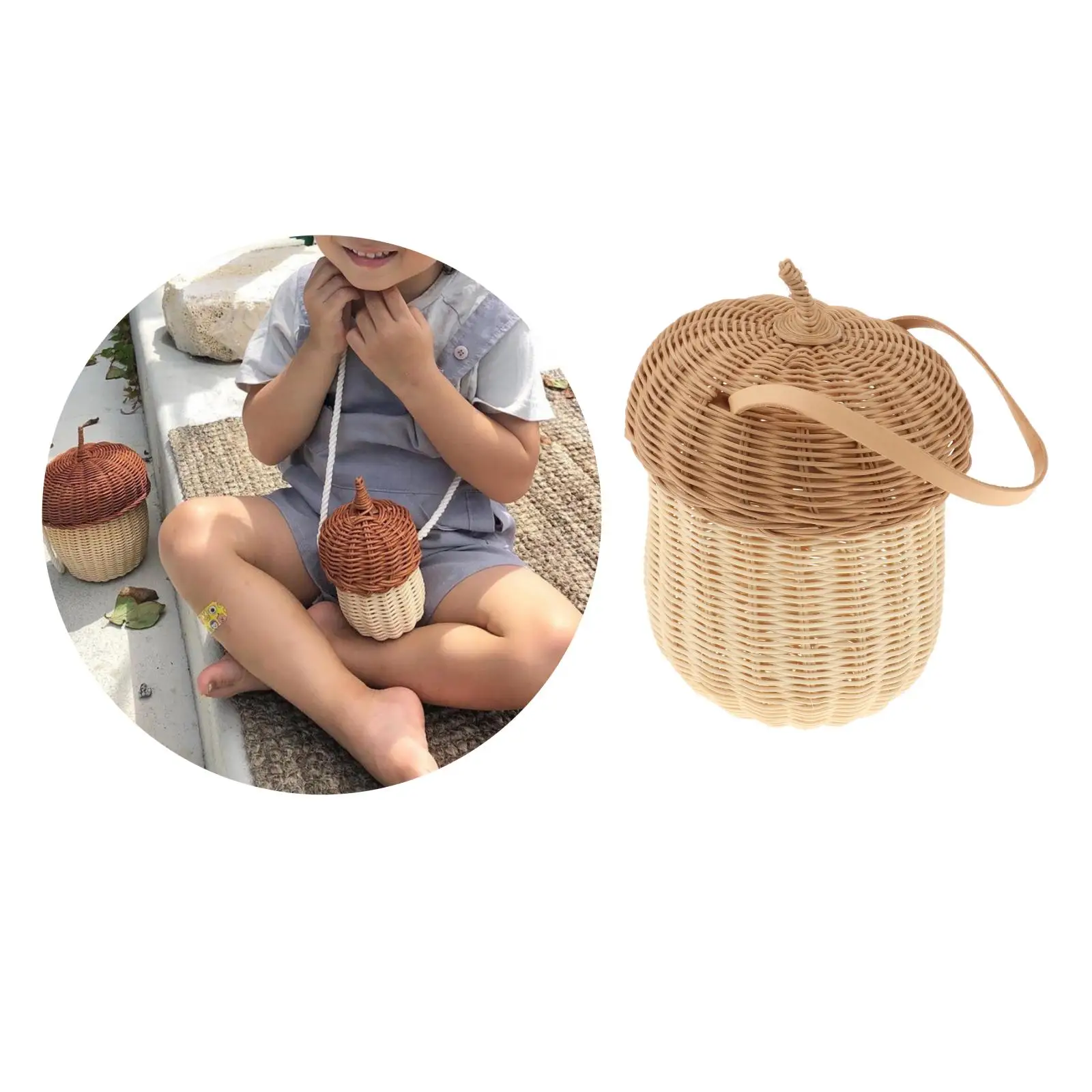 Straw Purse Handbag Women Pine Cones Rattan Bags Beach Travel Basket Tote | Багаж и сумки
