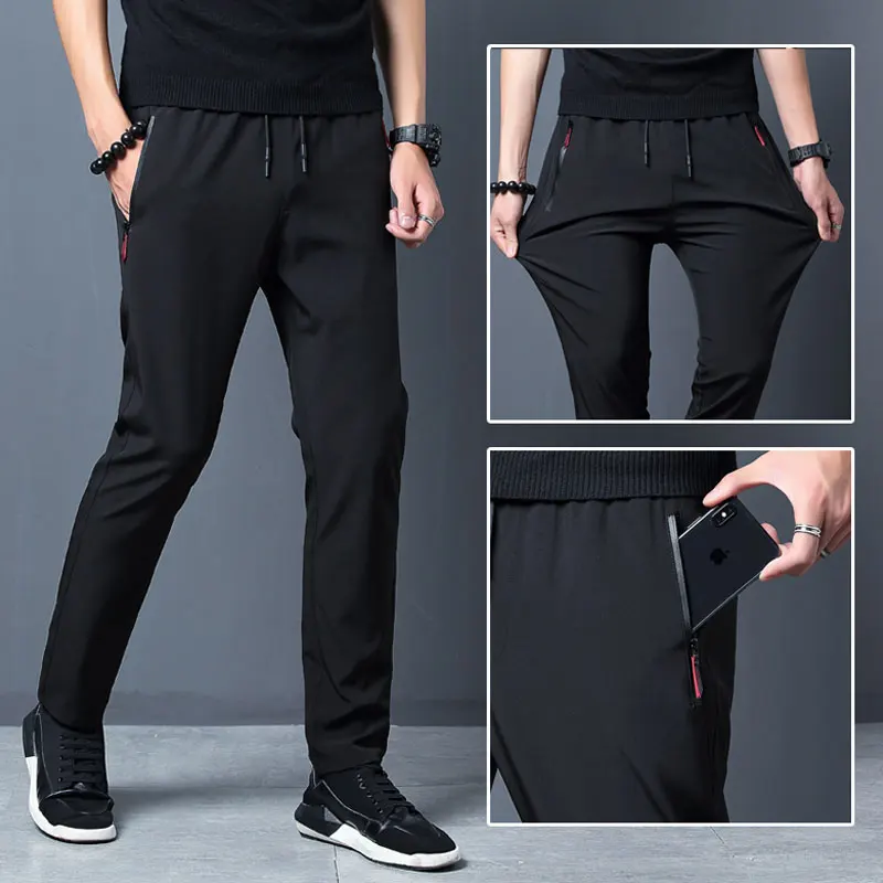 

2021 Autumn And Winter Wear Long Pants Gaily Pants Men's Spring And Autumn New Ins Trend Slim Footwear Pants Plus Velvet Comfort