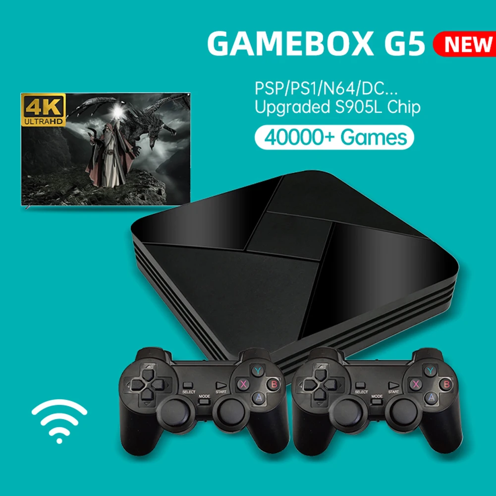 

Консоль игровая Powkiddy GAMEBOX G5 S905L, Wi-Fi, 4K HD Super X, 40000 +, для PS1, PSP, N64, MAME DC