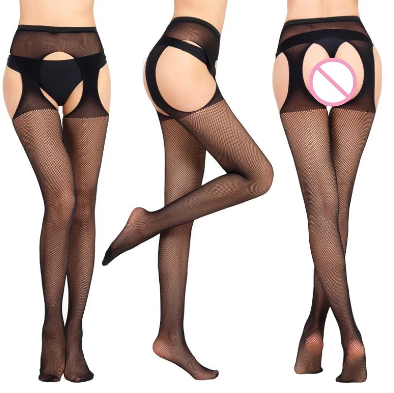 Женские сетчатые колготки жаккардовые с плетением чулки сетка нижнее белье