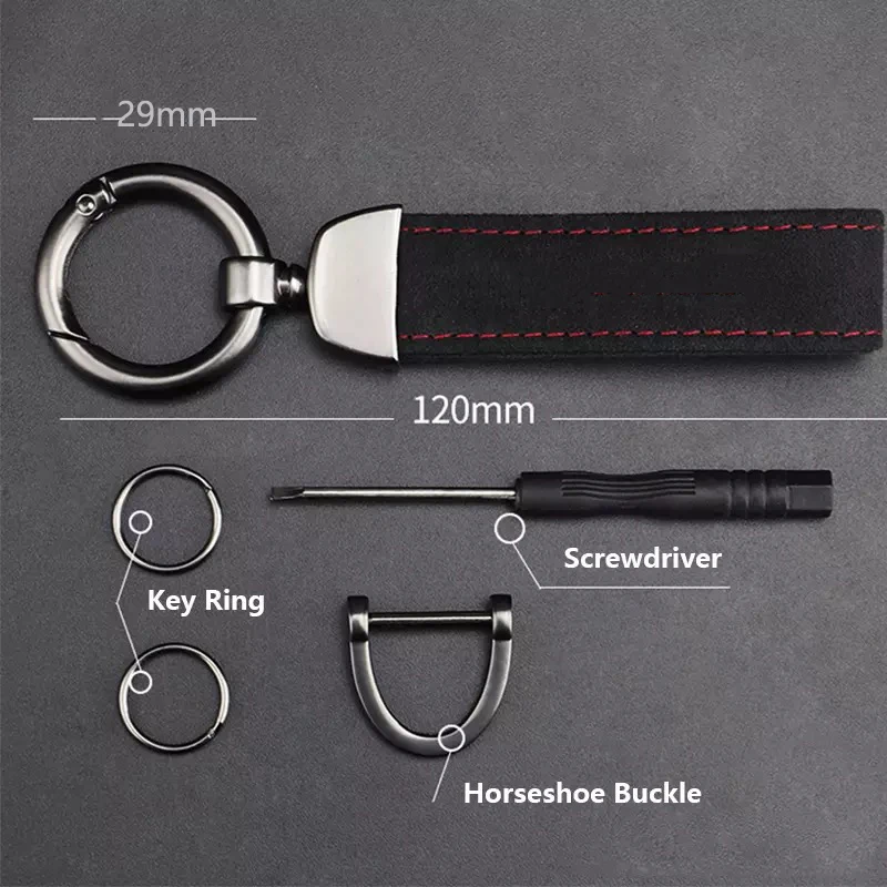 

Car Accessories Custom Keychain Suede Leather Luxury Lanyard Keychain for Ford Mustang gt 2019 2020 2021 500 car Keychain