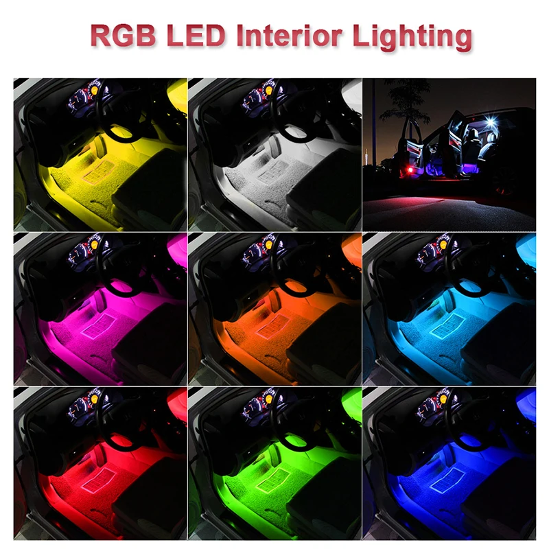 Jiamen интерьер автомобиля атмосфера светодиодный RGB полосы светильник тире пол