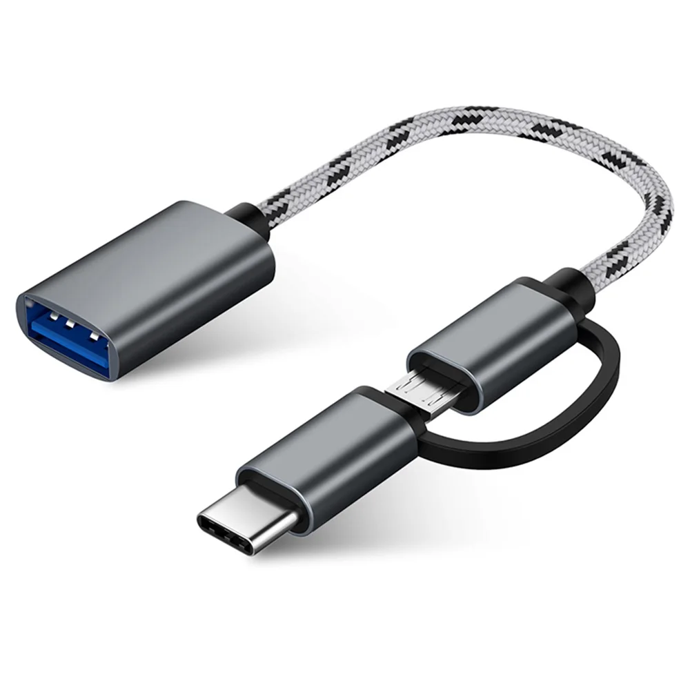 Кабель адаптер 2 в 1 Micro USB Type C OTG для Xiaomi Mi 9 Redmi Note 8 Pro 10 Huawei P30 Samsung S10 S9 A50 Oneplus 7T One Plus