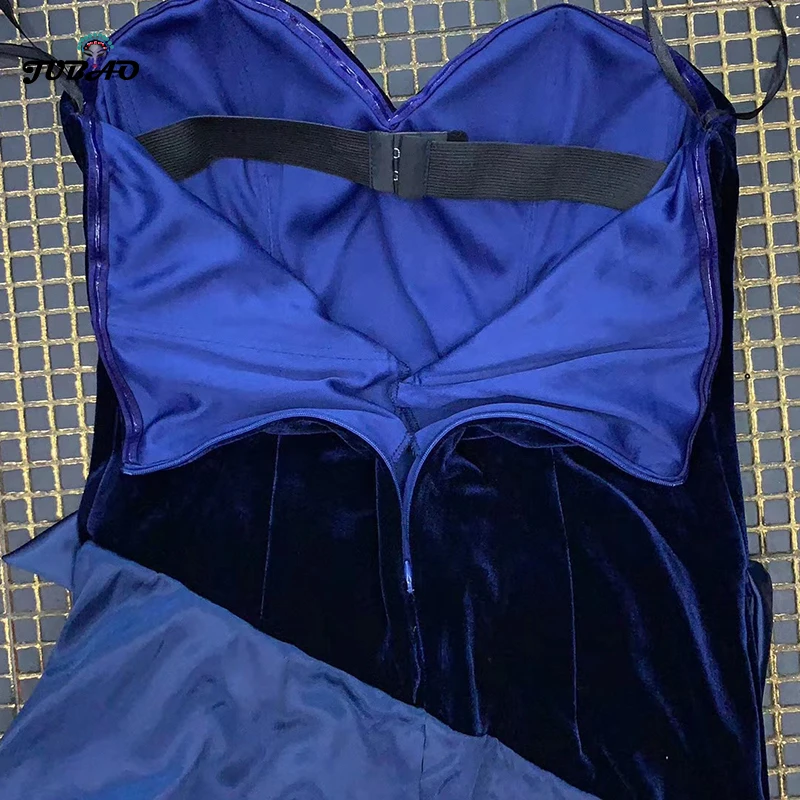 

new strapless women dress blue Sleeveless DS Singer Cascading Ruffle A-Line Celebrity Bodycon Birthday dresses vestido