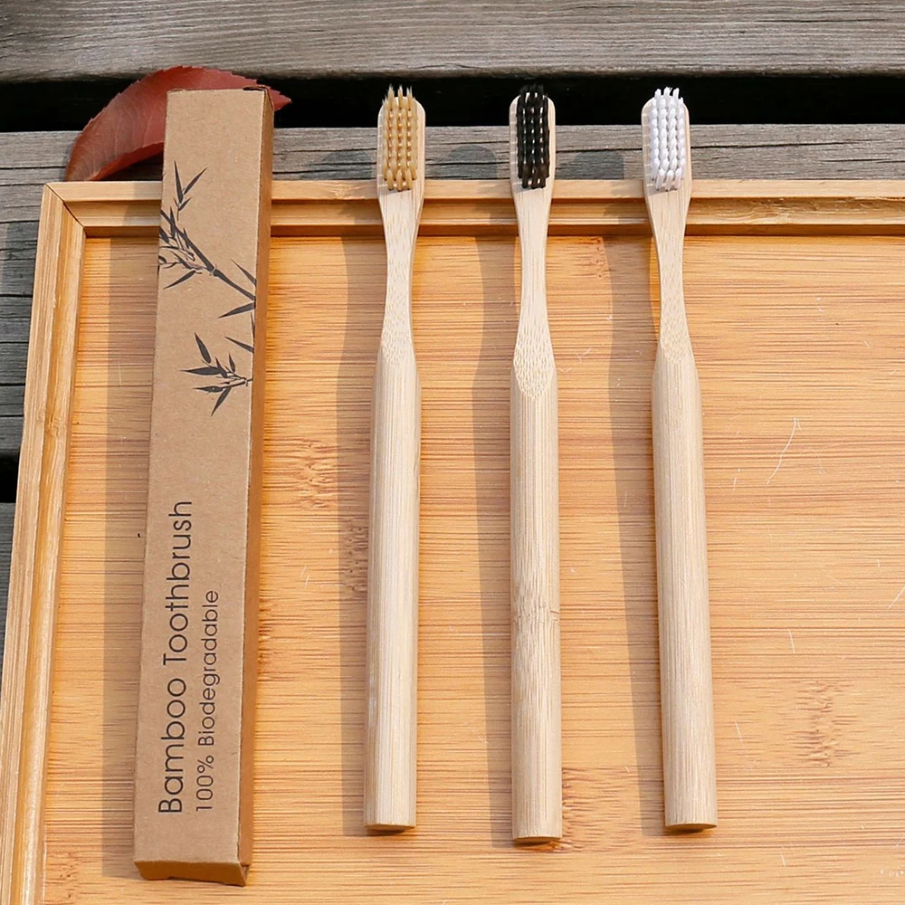 Круглая ручка бамбуковая зубная щетка бамбуковый уголь мягкое бамбуковое