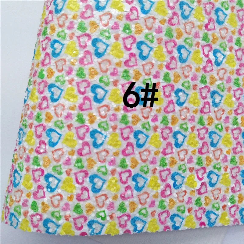 Радужные сердца печатные крупные блестящие кожа искусственная ткань винил с