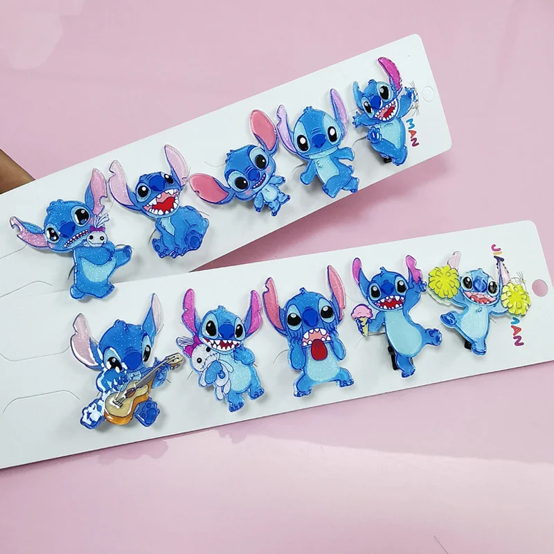

10pcs Disney Hair Accessories Lilo Stitch Cartoon Cute Baby Girls Hair Clips Hair Rope Blue Children Hairpin Barrettes Headwear