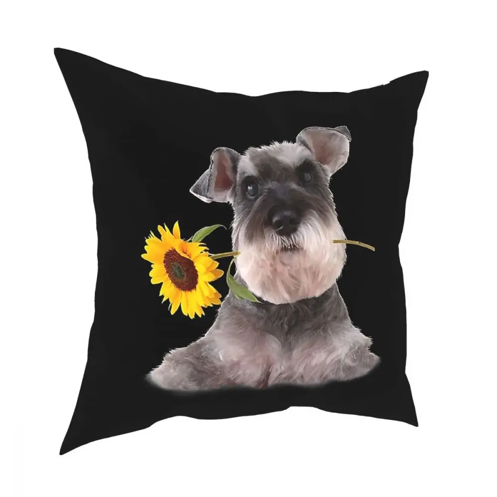 Шнауцер с рисунком &quotПодсолнух&quot квадратная Подушка Чехол подушки для дивана