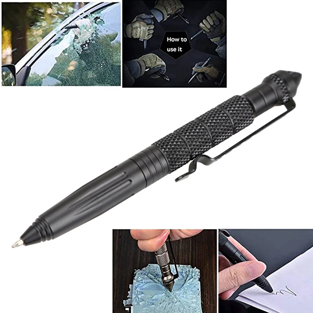 New Cool Black Ink Metal Ballpoint Pen Aviation Aluminum Alloy Anti-slip Self Defense Tactical Pen Multi-functional Tools Pen