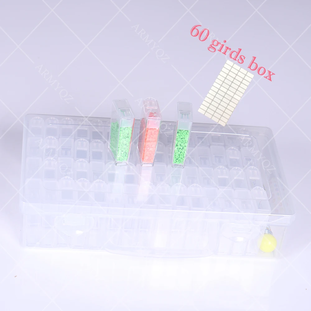 

diamond painting storage box, portable bead storage box 60/120pcs container diamond painting accessories tool pen Label sticker