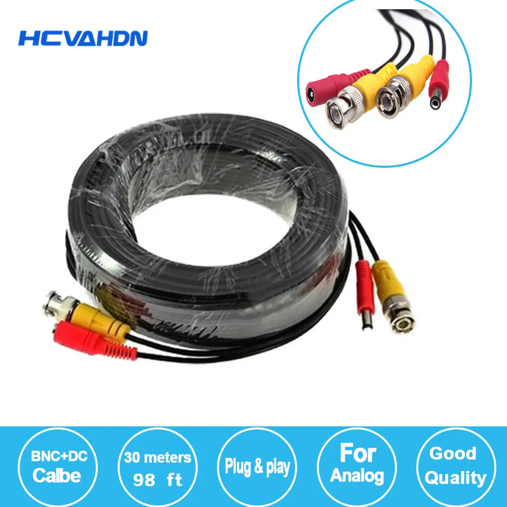 

100FT cctv cable 30m BNC Video Power coaxial Cable bnc video output cable for cctv Security Camera