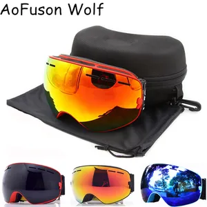 Брендовые лыжные очки , двухслойные противотуманные линзы, очки для сноуборда, большие сферические маски , снежные снегоходные и Оригинальный коробка  Сноубординг таращиться