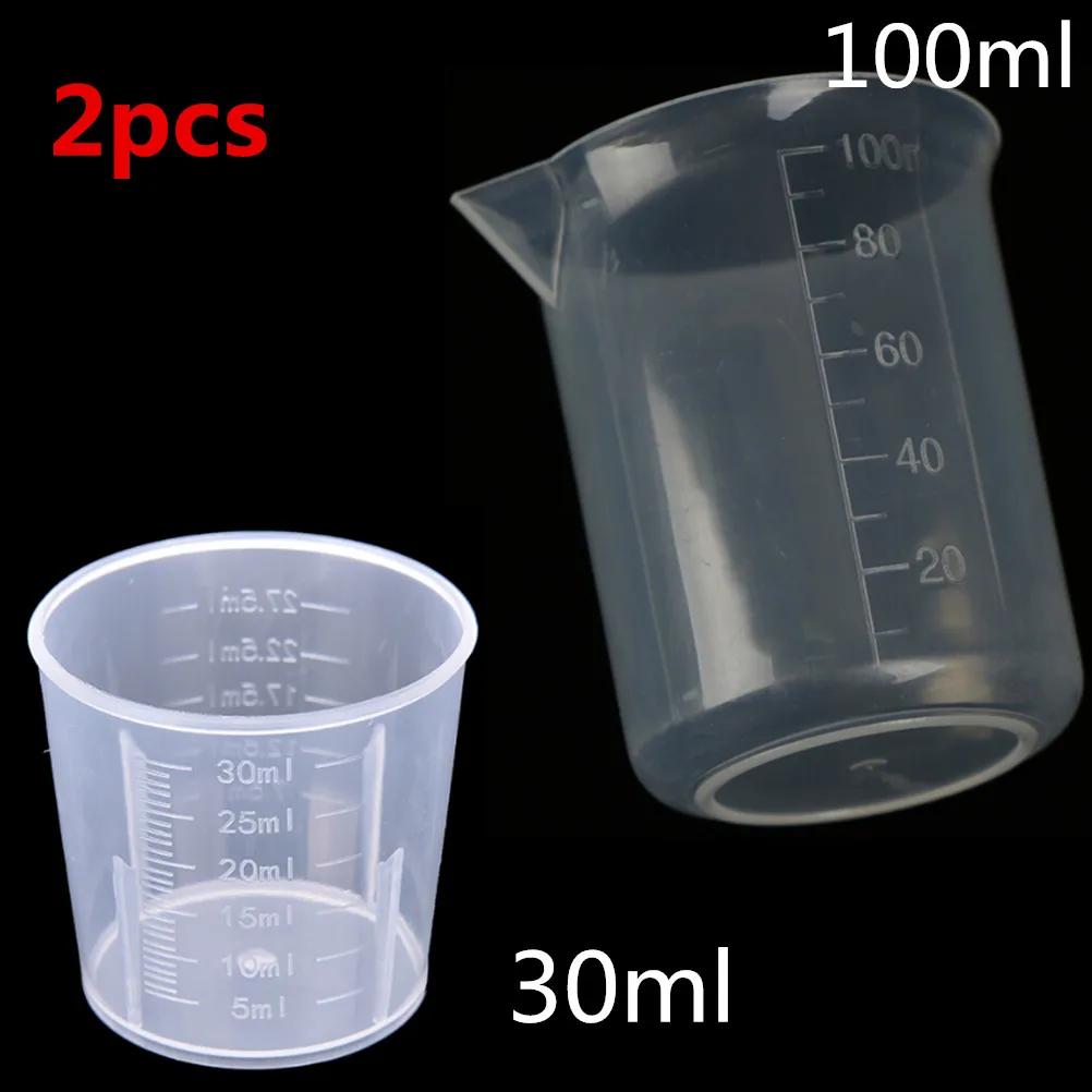 

2pcs/set 100ML / 30ml Clear Plastic Measuring Cup Jug Pour Spout Surface Kitchen Tool Supplies