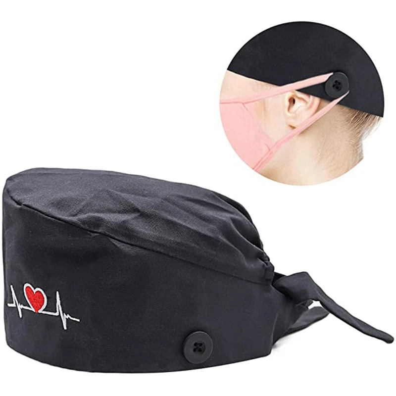 

Heart Shape Embroidery Nurse Hat For Women With Buttons