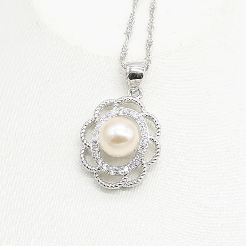 New Pink Pearl 925 Silver Wedding Jewelry Set for Women Earring Necklace Pendant Ring Birthday Gift | Украшения и аксессуары