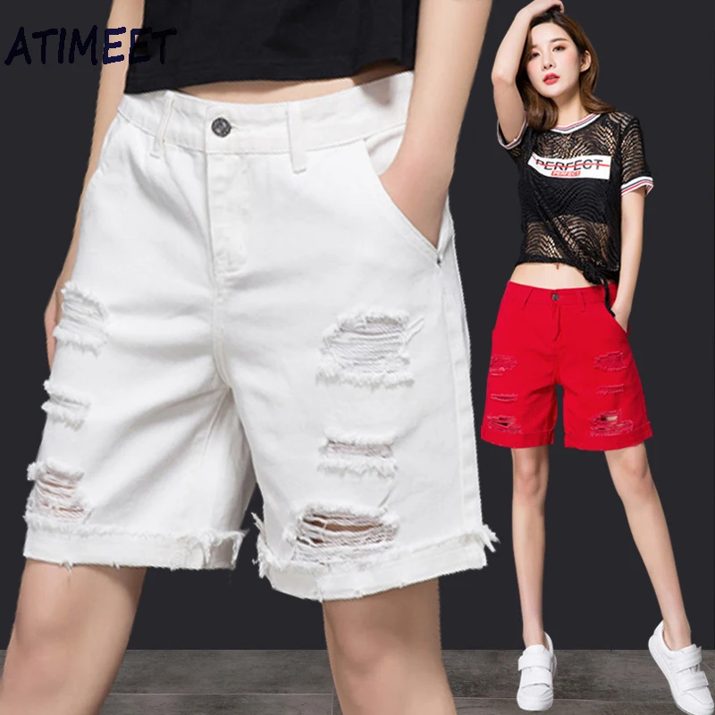 

New Women Fashion Denim Shorts Plus Size Summer Casual Style Ripped Jeans