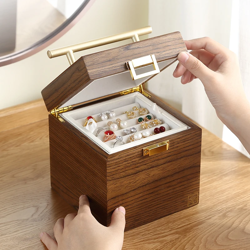 

Casegrace Luxury Wooden Jewelry Box Organizer 3layer Jewelry Storage Case Gift Casket Earring Rings Necklace Jewellery Boxes