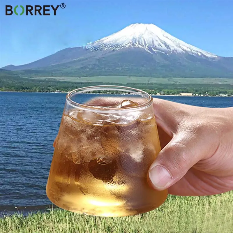 BORREY Mount Fuji Glassถ้วยแก้วเครื่องดื่มเย็นJuice Milkshakeถ้วยคริสตัลแก้วเบียร์วิสกี้บรั่นดีวอดก้าคัพBar drinkware