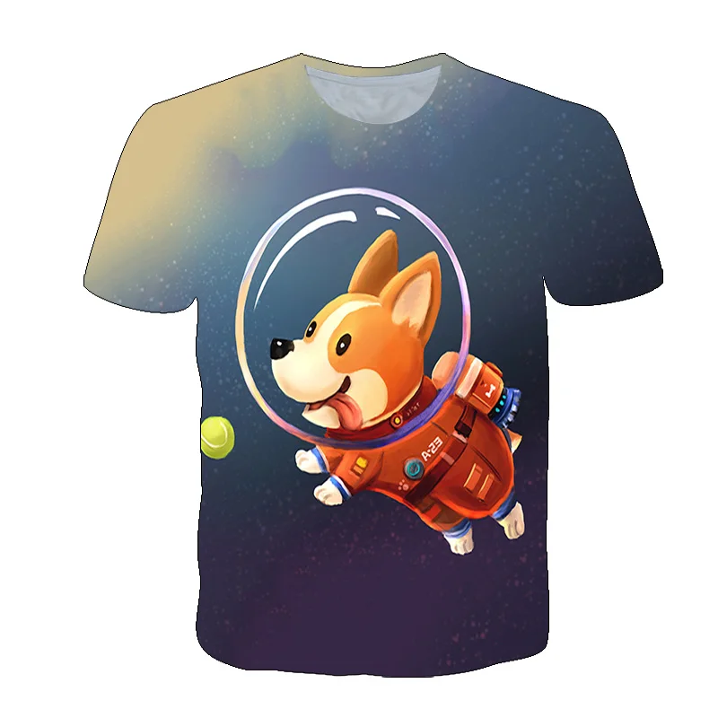 

Boys Anime Cool Dog T-shirt Summer New Children's Casual Short Sleeve Flying Dog Clothes Cartoon T-shirt For Girls