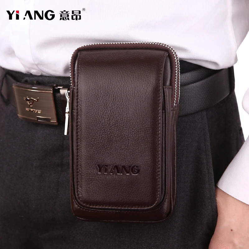 Поясная Сумка из натуральной кожи с двойной молнией и отделением для монет |