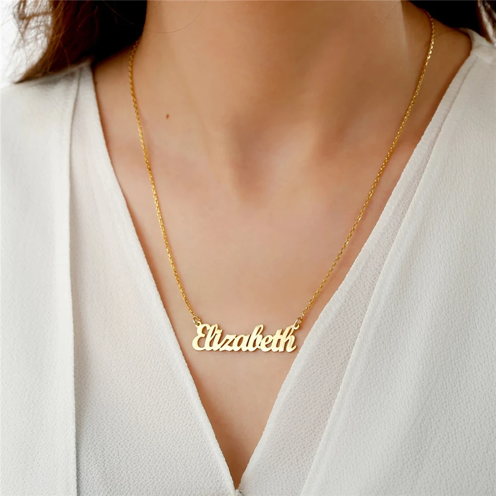 

Ожерелье с именем на заказ, индивидуальное женское и мужское колье из нержавеющей стали, детский чокер, подарки для пар