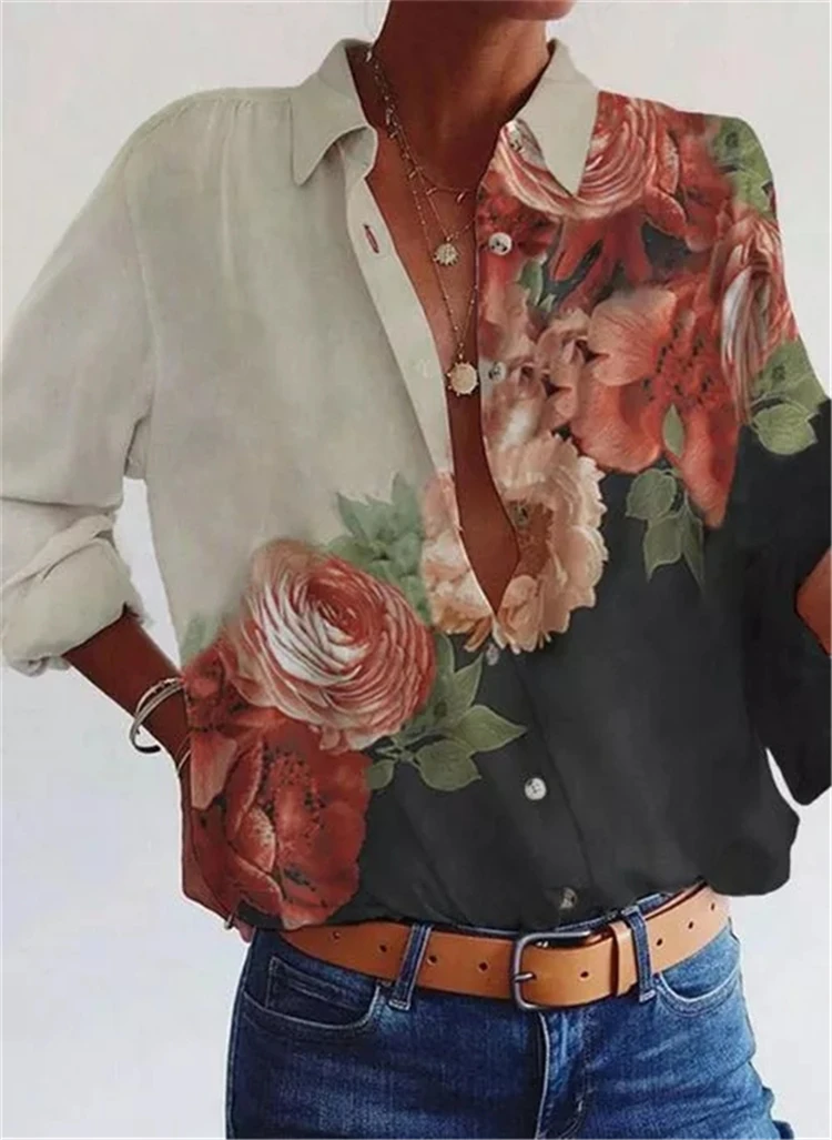 

Large size loose shirts women elegant blouses Casual long-sleeved women shirts