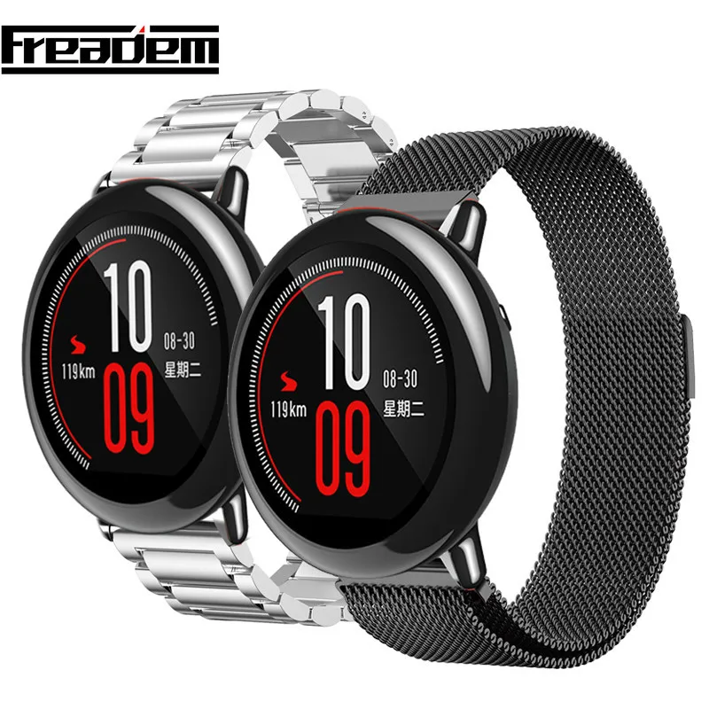 22 мм металлический ремешок из нержавеющей стали для Xiaomi Huami Amazfit часы браслет Миланская петля магнитные ремни для Amazfit Pace Stratos 2
