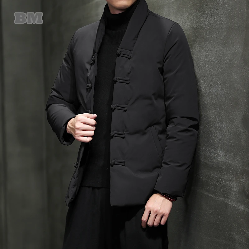 Chaqueta de plumón de alta calidad para hombre, abrigo cálido de talla grande a la moda, Parkas de estilo chino, ropa informal Harajuku, 2021