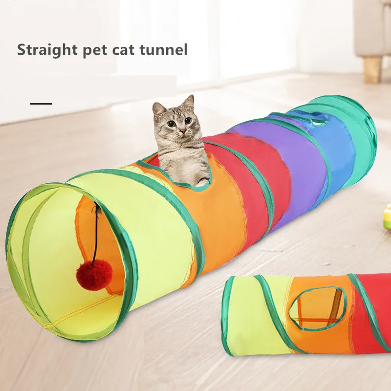 

Новые красочные кошка собака игрушки для домашних животных комплект разборный туннель 2 отверстия играть трубы шары перо в форме мыши для д...