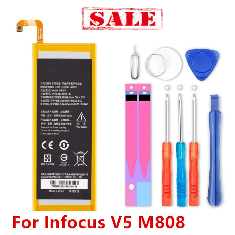 

2450mAh HE305 High Capacity Battery For Infocus V5 M808 M560 Smart Phone Battery Polymer Batteries