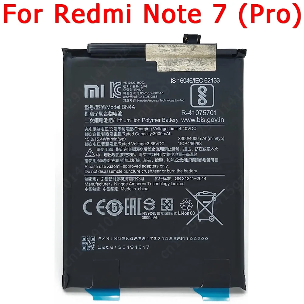

100% Оригинальный аккумулятор для Xiaomi Redmi Note 7 Pro BN4A 3900 мАч литий-ионный аккумулятор встроенный аккумулятор запасные части для ремонта