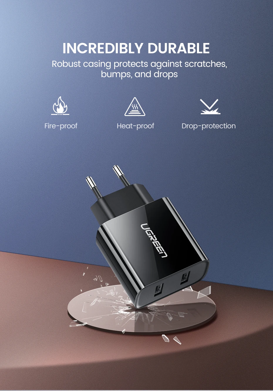 Ugreen 5V3. 4A Универсальное Зарядное Устройство USB Путешествия Зарядное Устройство Адаптер Портативный ЕС ВЕЛИКОБРИТАНИЯ Plug Смарт-Мобильный Телефон Зарядное Устройство для iPhone Tablet