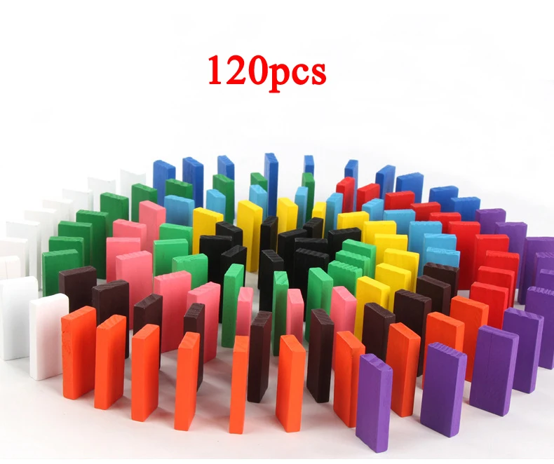 120pcs Donomis Игрушки домино, детские деревянные цветные блоки домино, наборы для раннего обучения, игры домино, Развивающие Детские обучающие игрушки ZXH - Цвет: 120pcs Donomis