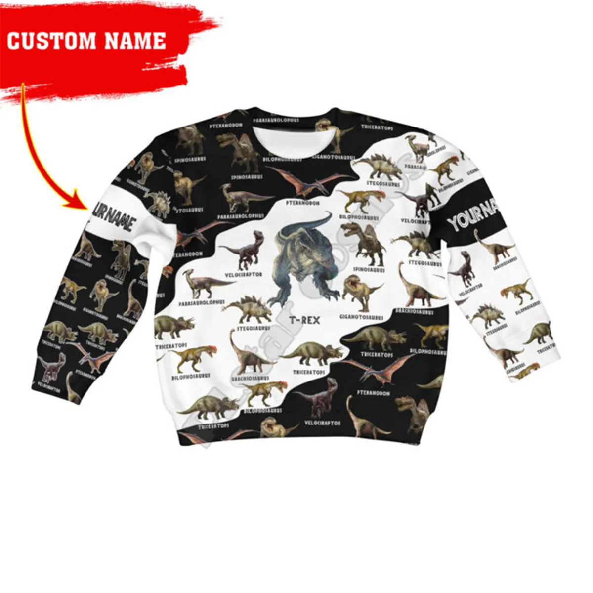 

Love Dinosaur Printed Hoodies Kids Pullover Customize your name Sweatshirt Tracksuit T Shirts Boy Girl Funny Animal Apparel 26