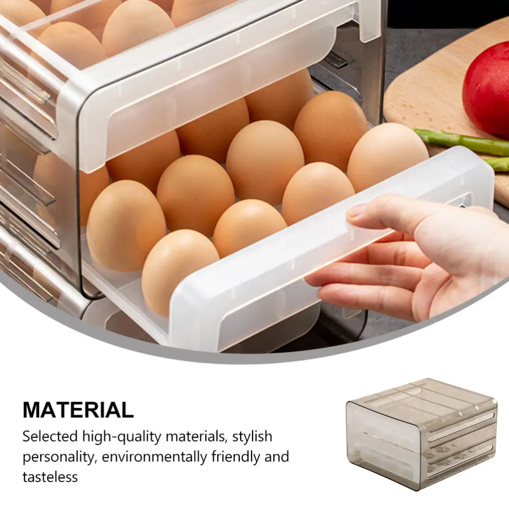 

1Pc 32-grids Drawer-type Eggs Storage Box Double-layer Eggs Holder Transparent