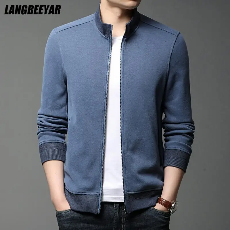 

New Brand Casual Fashion Stand Collar Plain Stylish Autumn Winter Jacket Zip Up Classic Windbreaker Coats Trendy Men's Clothing