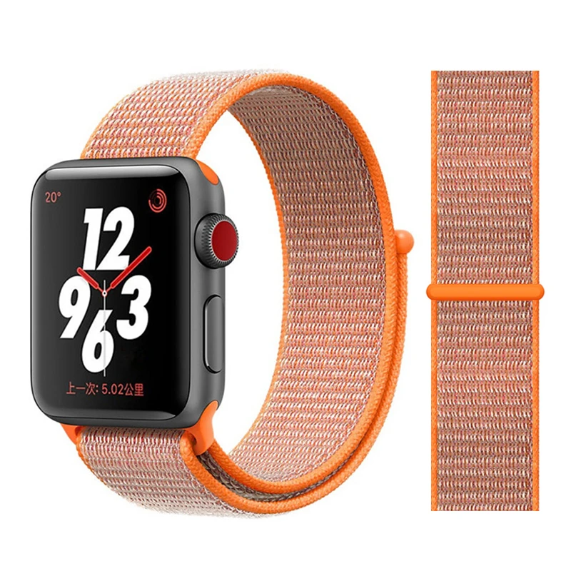 Нейлоновый ремешок для Apple watch 5 ремешок 44 мм 40 мм iWatch ремешок 42 мм 38 мм спортивный ремешок для часов Браслет Apple watch 4 3 2 1 38 40 44 мм - Цвет ремешка: Orange red