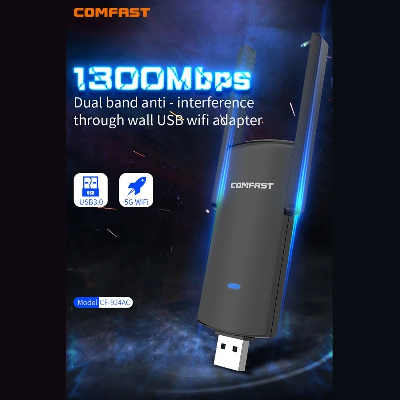 Comfast 924AC USB3.0 1300 Мбит/с 5 ГГц 2 4 Двухдиапазонная двойная антенна беспроводной Wi-Fi