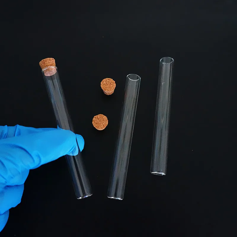 20 шт./лот 12x100 мм испытательная трубка с плоским дном и пробковыми заглушками для