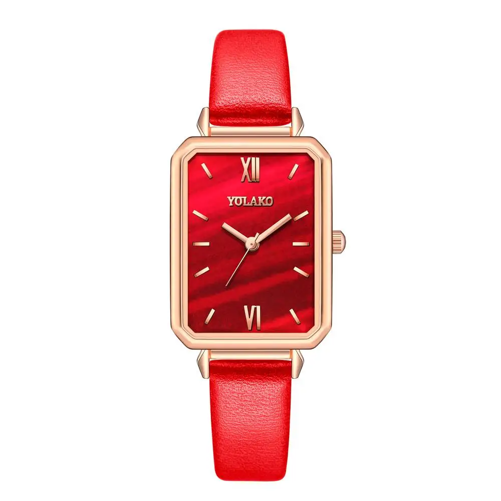 

Gradient Water Ripple Retro Watches Women Fashion Exquisite Green Quartz Vintage Leather Wrist Watch Simple Small Female Clock