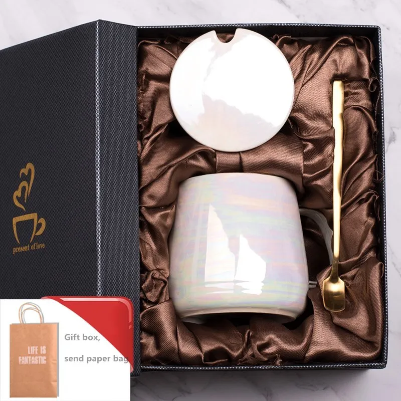 

Керамическая кружка, модная Подарочная коробка для подруги, парня, учительницы, пары, подарок на день рождения, свадебный подарок, День благ...