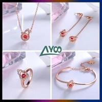 fashion jewelry swa high quality exquisite smart gourd fulu womens necklace earrings bracelet ring jewelry set romantic gift