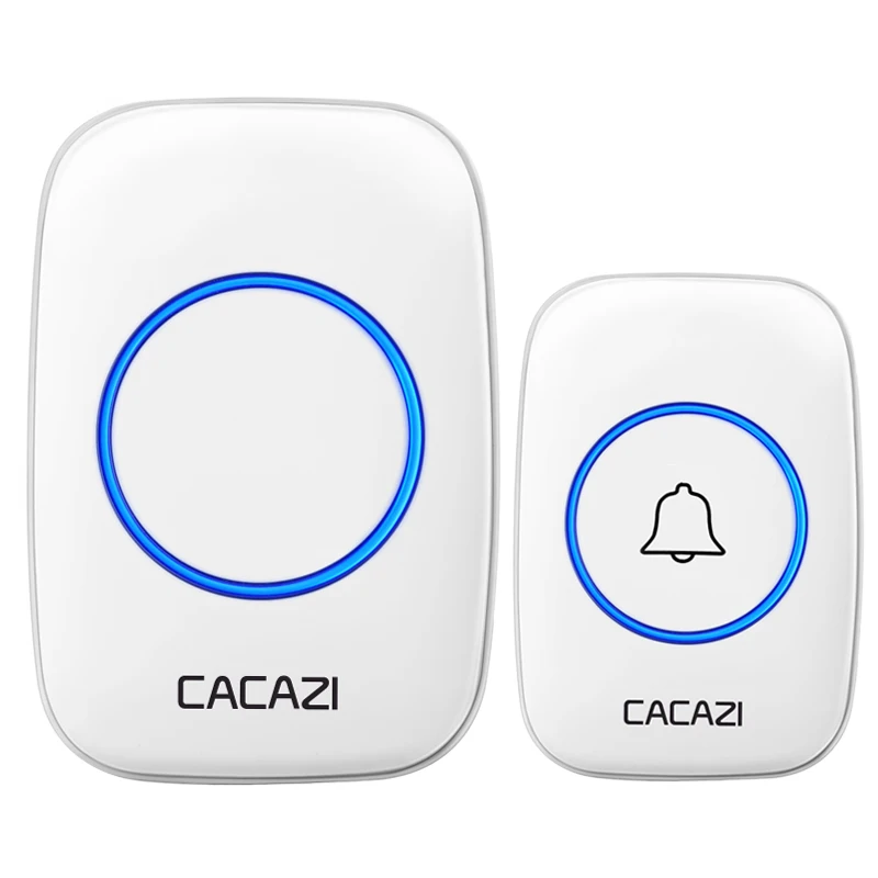 

CACAZI Wireless Doorbell Waterproof DC Battery-operated 300M Range 60 Chimes 5 Volume Levels Home Cordless Door Ring Bell