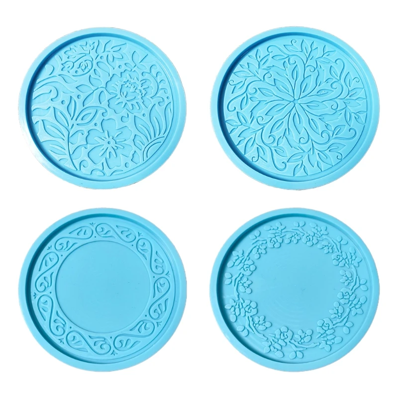 MXME Retro Coaster Silicone Mold Flower Resin Coaster Silicone Mold for Bowl Cushions