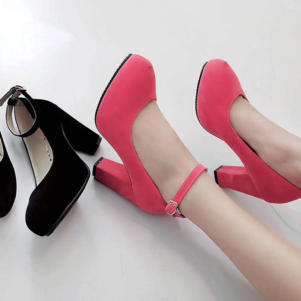 

SaraIris Solid non-slip Buckle Spike High Heel Pumps Women Mature Concise Quality Pumps Ladies Shoes