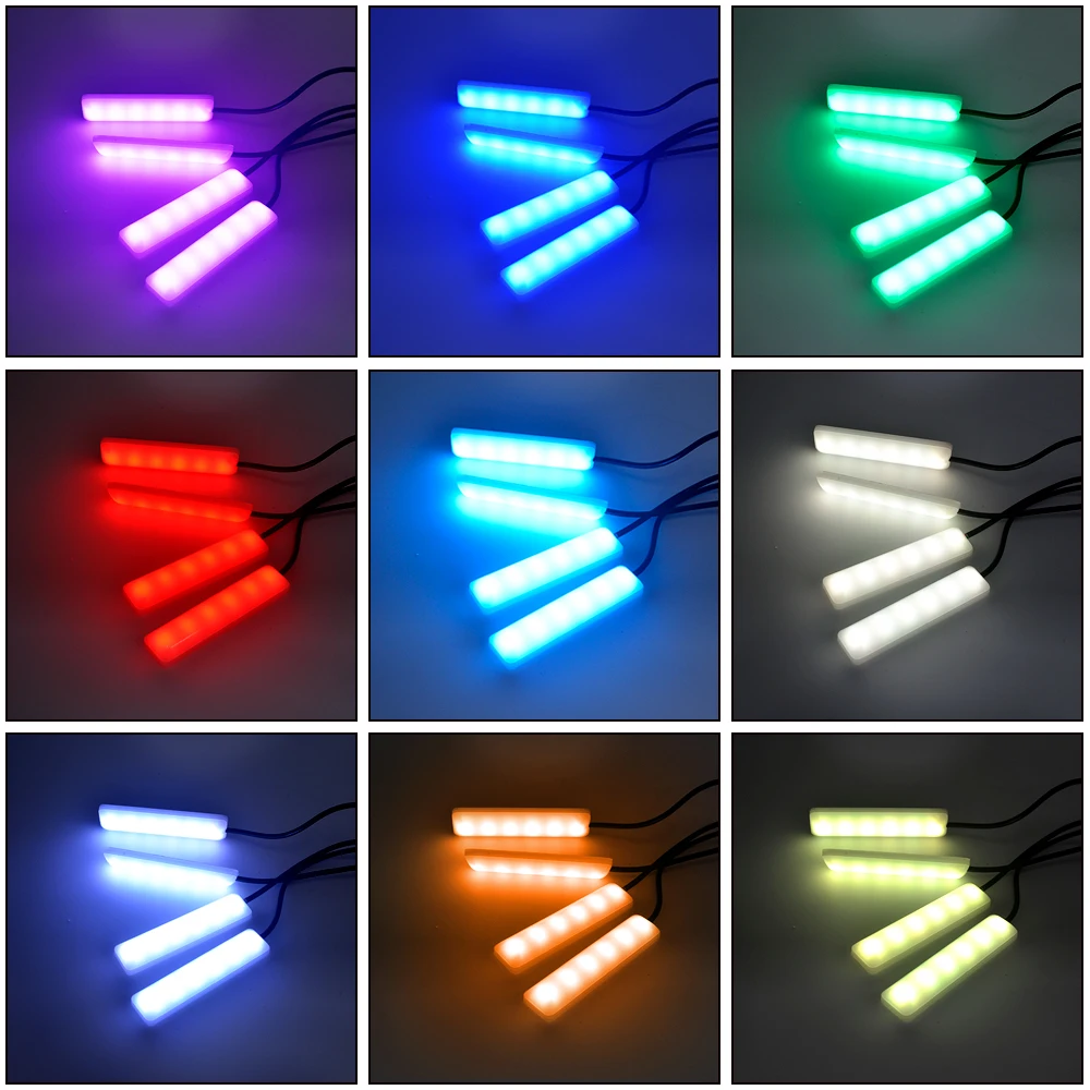1 комплект * 4 шт. 12 В Светодиодная лента RGB для салона автомобиля DRL 5