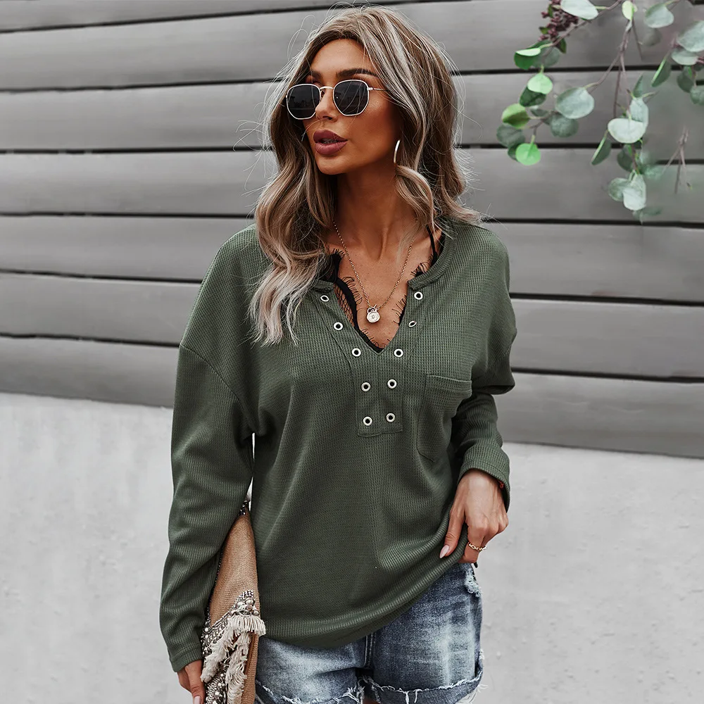 

2021 New Autumn Winter Knitted Sweatshirts Women Casual Solid Color Long Sleeve Pullovers Top Ladies Sweatshirts Outwear