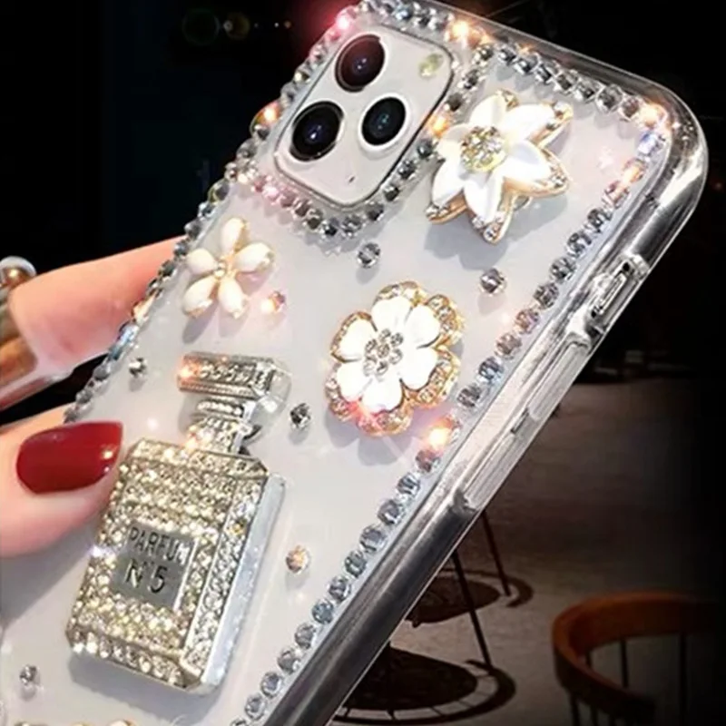 

For Apple iPhone 11 12 Pro Max mini SE 2020 X XR XS Max 7 8 Plus Case Luxury Perfume Bottle DIY Mobile Phone Case